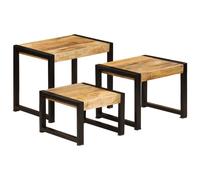 3pcs Nesting Tables Solid Reclaimed Mango Acacia Wood Side Coffee Table Handmade