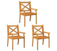 vidaXL 3x Solid Wood Acacia Outdoor Dining Chairs Patio Kitchen Accent Side Chai