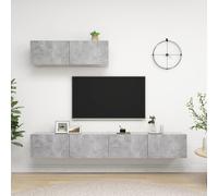 vidaXL 3x TV Cabinets Concrete Grey Chipboard Home Furniture TV Stand Cabinet