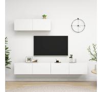 vidaXL 3x TV Cabinets White Engineered Wood Furniture TV Stand Cabinet Unit
