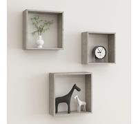 vidaXL 3x Wall Cube Shelves Concrete Grey Bookcase Storage Hanging Furniture