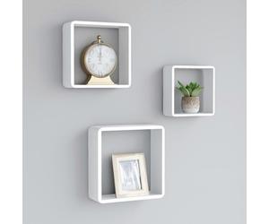 vidaXL 3x Wall Cube Shelves White MDF Floating Display Storage Unit Bookcase