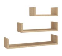 vidaXL 3x Wall Display Shelf Sonoma Oak Engineered Wood Floating Wall Shelf