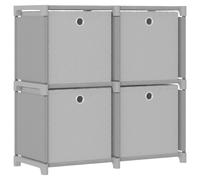 vidaXL 4-Cube Display Shelf with Boxes Grey 69x30x72.5 cm Fabric