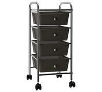 vidaXL 4-Drawer Mobile Storage Trolley Black Plastic