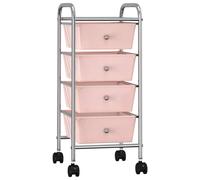 vidaXL 4-Drawer Mobile Storage Trolley Pink Plastic Cosmetic Trolley Office
