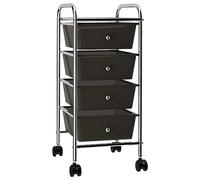 vidaXL 4-Drawer Mobile Storage Trolley - Stylish and Practical, Black Plastic and Chrome Construction with Ample Storage, Easy-to-Clean Removable Drawers, Ideal for Office and Beauty Supplies