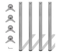 vidaXL 4 Height Adjustable Table Legs Brushed Nickel 870mm Spare Feet Foot