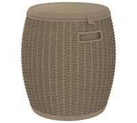 vidaXL 4-in-1 Garden Storage Box with Stool, Ice Cooler and Side Table Functionality - Durable Polypropylene in Light Brown Rattan Look Design for Patio and Outdoor