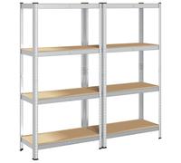 vidaXL 4-Layer Storage Shelves 2 pcs Silver Steel&Engineered Wood