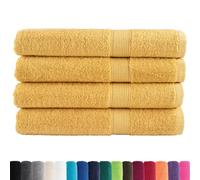vidaXL - 4 Pack Bath Towels, Hand Towels, 100% Cotton, Gold, 600gsm, 100x200 cm, Ring-Spun, OEKO-TEX Standard 100 Certified, Machine Washable, Absorbent, Soft, Durable Towels