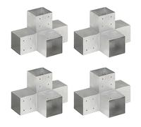 vidaXL 4-Pack X-Shape Galvanised Post Connectors for 101x101mm Wood Beams - Stable Joinery for Outdoor Structures