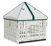 vidaXL 4 Panel Dog Playpen with Roof 122 x 106.5 x 82 cm Plastic White