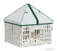 vidaXL 4 Panel Dog Play Area with Roof, White, 63 x 63 x 67 cm, Safe Dog Fence, Foldable Animal Fence, Practical Space, Portable Puppy Play Room, Easy to Clean