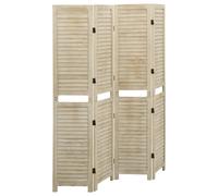 Vidaxl 4-Panel Room Divider 140X165 Cm Solid Wood Paulownia