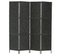 vidaXL 4-Panel Room Divider Black 154x160 cm Water Hyacinth