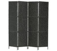 vidaXL 4-Panel Room Divider Black 154x160 cm Water Hyacinth