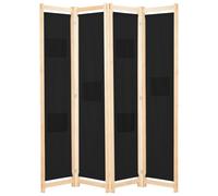 vidaXL 4-Panel Room Divider Black 160x170x4 cm Fabric