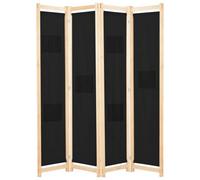 vidaXL 4-Panel Room Divider Black 160x170cm Fabric Privacy Screen Partition
