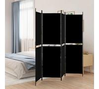 vidaXL 4-Panel Room Divider Black 200x180 cm Fabric