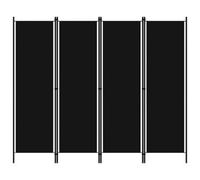 vidaXL 4-Panel Room Divider Black 200x180 cm Wall Partition Screen Separator