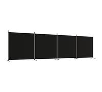 vidaXL Room Divider 4-Panel - Black Fabric 698x180 cm - Folding Privacy Screen