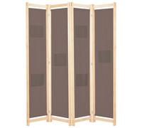 vidaXL 4-Panel Room Divider Brown 160x170cm Fabric Privacy Screen Partition