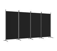 vidaXL Room Divider 4-Panel, Polyester Fabric, Foldable, Sunlight-Blocking, Black
