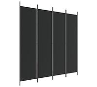 vidaXL 4-Panel Room Divider Folding Privacy Protection Screen Room Separator Paravent Wall Partition Panel Screen Black 200x200 cm Fabric