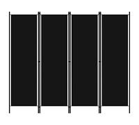 vidaXL 4-Panel Room Divider Folding Panel Screen Movable Partition Privacy Separator Wall Furniture Indoor Bedroom Office Black 200x180 cm