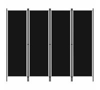 vidaXL 4-Panel Room Divider Folding Panel Screen Movable Partition Privacy Separator Wall Furniture Indoor Bedroom Office Black 200x180 cm