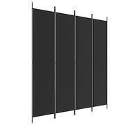 vidaXL 4-Panel Room Divider in Black - 200x220 cm - Versatile and Foldable Fabric Room Partition - Suitable for Bedrooms, Living Rooms