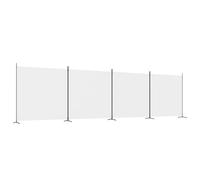 'vidaXL 4-Panel Room Divider in White - Versatile and Foldable Partition Screen for Space Division and Sunlight Blocking - 698x180 cm Fabric Design for a Modern Home Decor