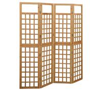 vidaXL Solid Fir Wood 4-Panel Room Divider/Trellis Garden Screen Patio Divider