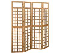 vidaXL Solid Fir Wood 4-Panel Room Divider/Trellis Wooden Privacy Screen Garden Outdoor Patio Folding Trellis Divider Plant Support Screen