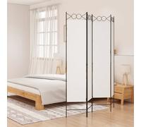 vidaXL 4-Panel Room Divider-White Privacy Screen-160x200cm-Foldable Fabric Paravent-Modern Living/Bedroom Separator