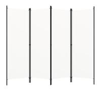 'vidaXL 4-Panel Room Divider - Freestanding Partition/Privacy Screen, Cream White Fabric, Iron Frame, for Living Room, Bedroom, Kids Room - Industrial, Modern Style'