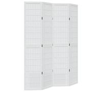 vidaXL 4-Panel Room Divider - White Solid Wood Paulownia Privacy Screen - 140-145 x 200 cm, Bedroom/Living Room/Office