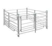 vidaXL 4-Panel Sheep Pen Hurdles with Lock - Galvanised Steel Enclosure 137 x 92 cm - Weather-Resistant and Durable Exercise Space for Sheep or Domestic Animals - Easy Setup