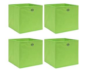vidaXL 4 pcs Durable Green Fabric Storage Boxes - Foldable, Non-woven Polyester 32x32x32 cm