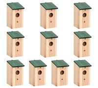 vidaXL 4 pcs Hanging Bird Houses: Charming Pine Wood Design with Durable Construction, Ideal Outdoor Ornamental Bird Nest - Beige