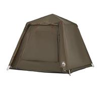 vidaXL 4-Person Portable Fishing Tent - Olive Green, Waterproof Camping Shelter with Quick-Release Setup, UV Protection, E-port, Ground Sheet
