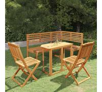 vidaXL Solid Acacia Wood Bistro Set 4 Piece Table and Bench Outdoor Furniture