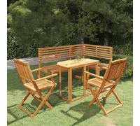vidaXL Solid Acacia Wood Bistro Set 4 Piece Outdoor Furniture Table and Bench