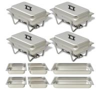 vidaXL 4 Piece Chafing Dish Set Stainless Steel