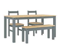 vidaXL 4 Piece Dining Set PANAMA Grey Solid Wood Pine