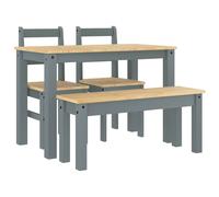 vidaXL 4 Piece Dining Set PANAMA Grey Solid Wood Pine