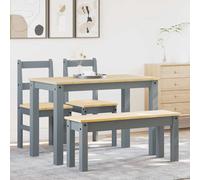 vidaXL 4 Piece Dining Set Panama Grey Solid Wood Pine