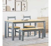 vidaXL 4 Piece Dining Set Panama Grey Solid Wood Pine