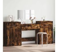 Dressing Table Set 4 Piece Cosmetic Smoked Oak Engineered Wood vidaXL